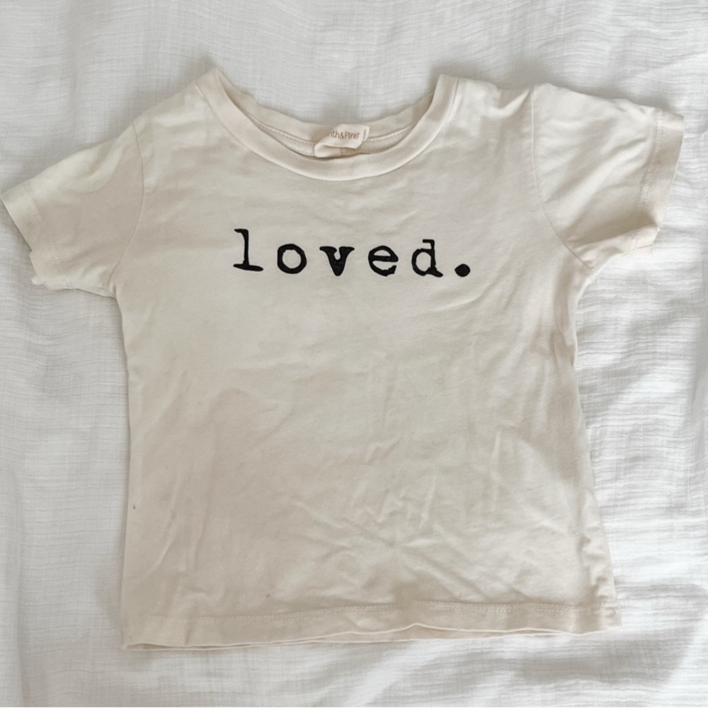 3/$20 Cream 'Loved' T-Shirt | Tenth & Pine | 18-24 Months